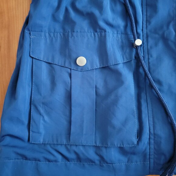 Market & Spruce Lightweight Blue Hooded Rain Jacket - S - Picture 7 of 9